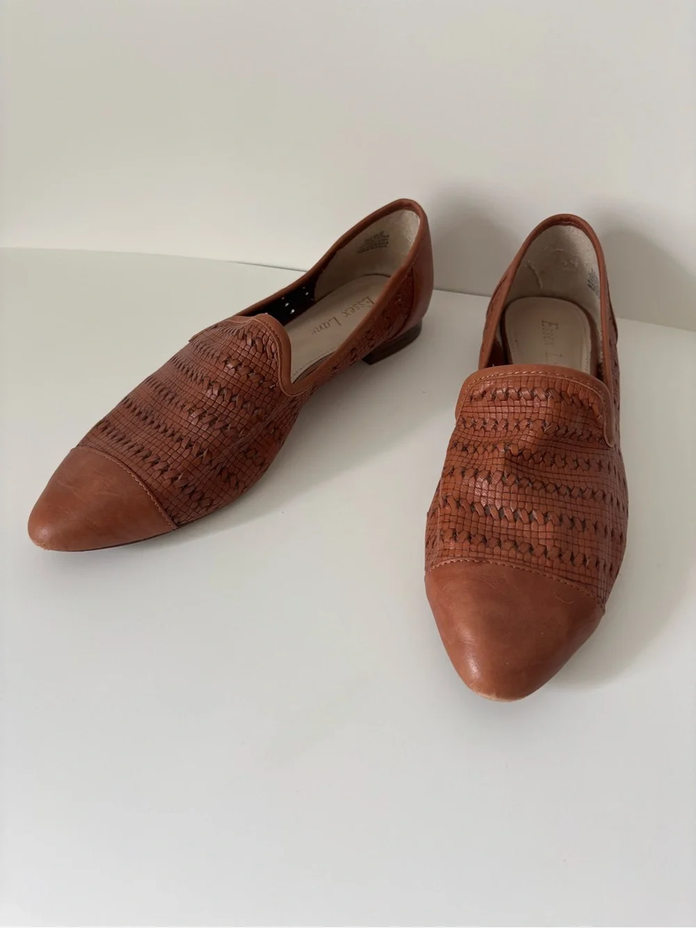 Essex Lane Cognac Woven Leather Loafers